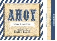 Vintage Navy Stripe Nautical Baby Shower Invitation