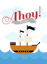 Blue and Red Journey Nautical Baby Shower Invitation