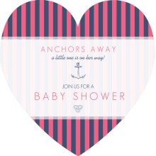 Pink and Navy Nautical Girls Baby Shower Invitation