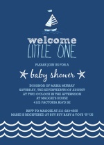 Navy Blue Sailboat Baby Shower Invitation