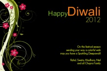 Black and Pink Floral Diwali Greeting Card