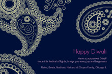 Joyful Blue Paisley Diwali Greetings