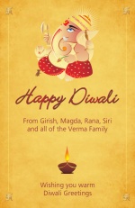 Traditional Golden Ganesha Diwali Card