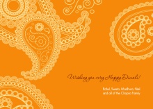 Orange Paisley Diwali Greeting Card