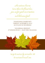 Green Orange and Red Simple Leaves Thanksgiving Invitation