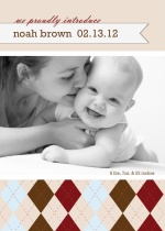 Chocolate Burgundy Plaid  Boy Baby Announcement