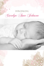 Pink Watercolor Photo Baby Announcement