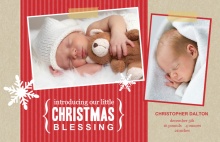 Red Christmas Birth Announcement 