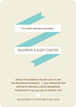 Cream and Turquoise Banner Boy Baby Shower Invite