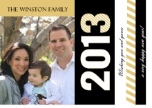 Black and Gold Stripes New Year Card