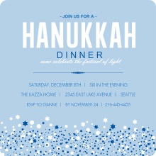 Blue Hanukkah Dinner Invitation
