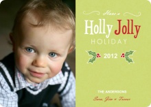 Green Holly Jolly Holiday Photo Card